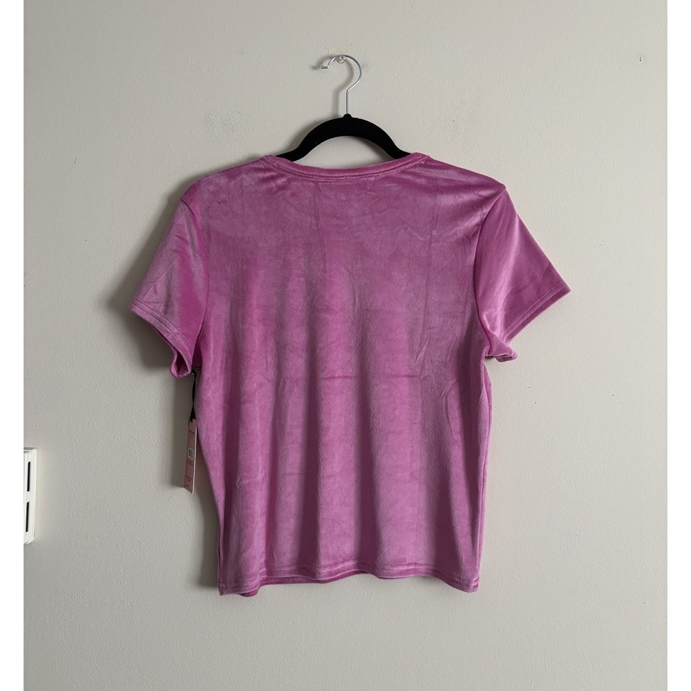 NWT Juicy Couture Velour Top‎ Silver Rhinestone Embellished Large Purple Pink - Picture 7 of 7